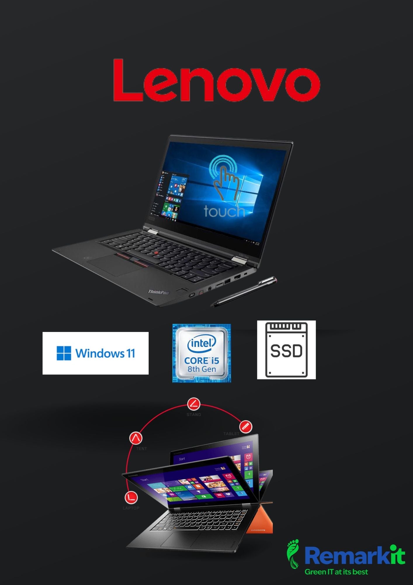 Lenovo - ThinkPad X380 Yoga: 13.3" Touchscreen Laptop (8th Gen, 8GB RAM, 256 SSD)